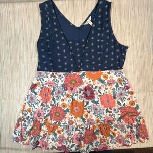 Matilda Jane Women's Sleeveless Floral Tiered Ruffle Feeling Good Tank Top LG